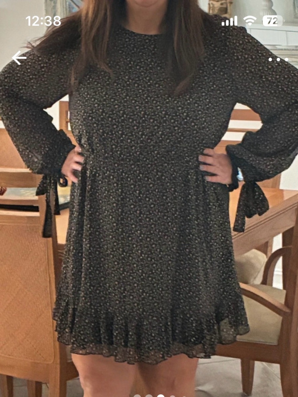 Forever 21 Black Floral Tie-Sleeve A-Line Dress 3X
